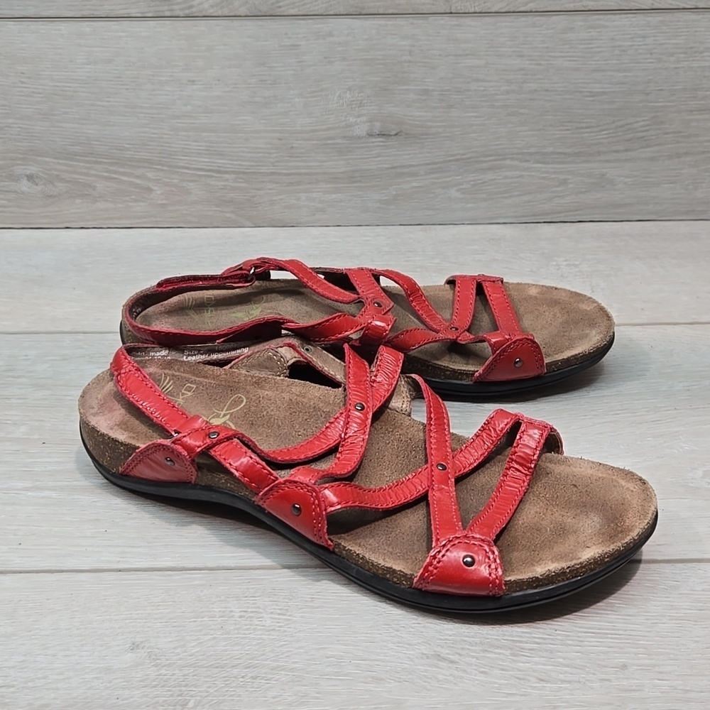 Dansko Women Jolie Red Strappy Leather Sandals Shoes Sz 36/6-6.5